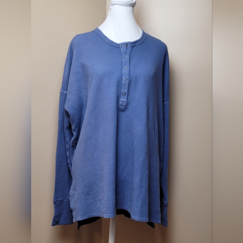 Aerie Blue Long Sleeve Henley Top